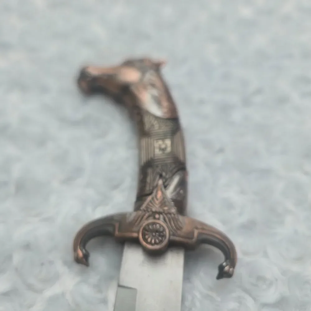 Style Curved Scimitar Dagger Horse Head Pommel Scabbard Sheath 12 Brown
